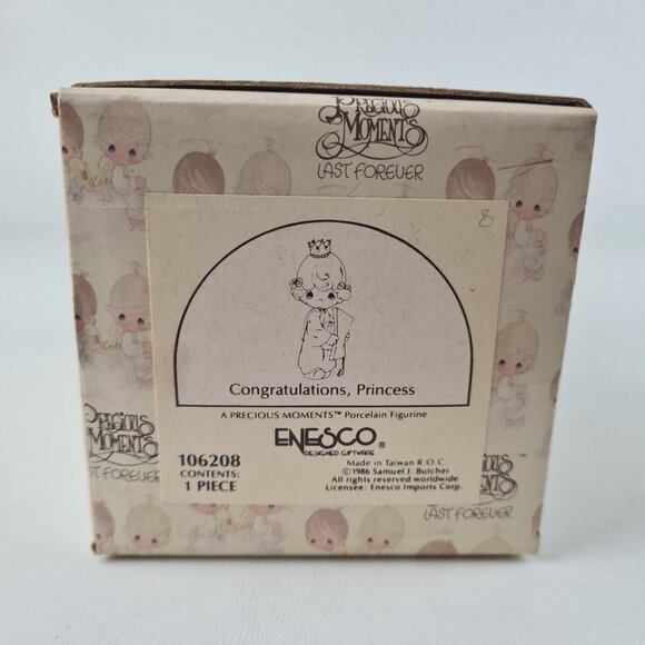 Precious Moments 106208 Congratulations Princess 1986 Porcelain Girl Figurine - Picture 7 of 7